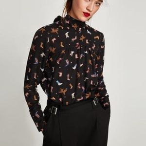Zara | Women’s Western Print Blouse Size S